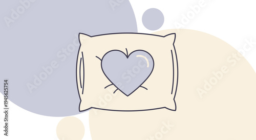 Comforting Heart on Pillow Illustration - Love, Rest, and Care Concept