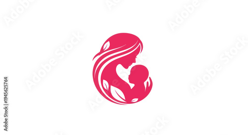 Mother and child silhouette emblem