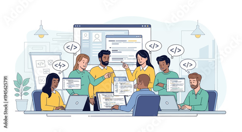 Diverse group of people working together.