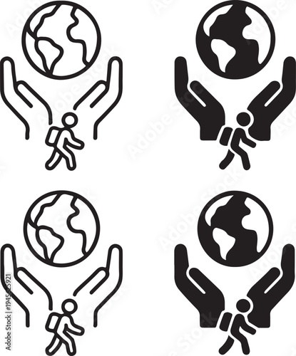 Isolated Global Refugee Care Icon Design, Global Refugee Care icon, Global Refugee Care vector, humanitarian support awareness concept, refugee protection campaign