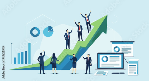 Business people celebrating success together.