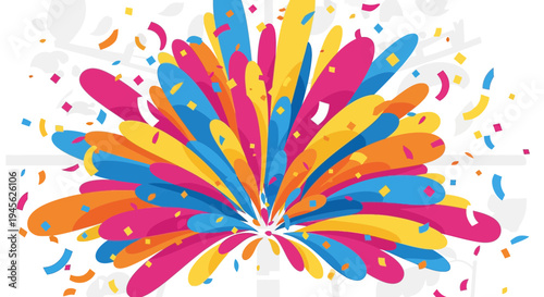 Colorful Explosion of Confetti and Abstract Shapes