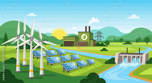 Renewable Energy Wind Turbines Electricity.