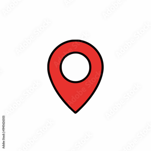 Simple Red Location Pin Icon Marker With White Circle Center On White Background Free Download Simple Red Location Pin Icon Marker With White Circle Center On White Background - GFXLoad