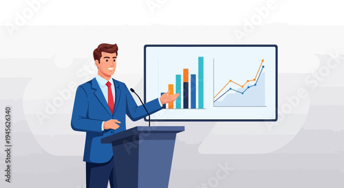 Businessman giving a presentation speech.