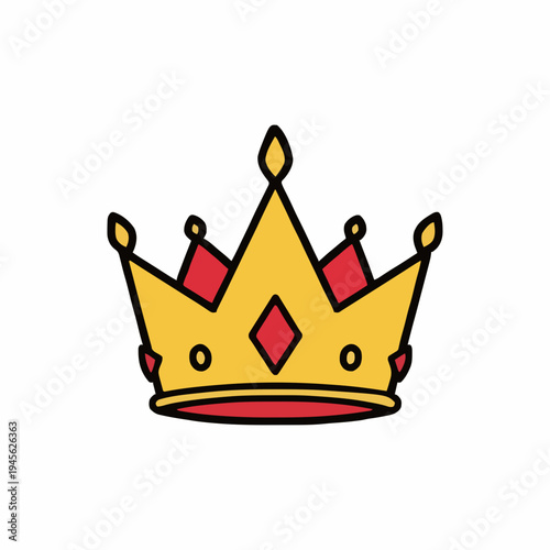 Golden Crown With Red Jewels And Yellow Diamonds On A White Background Royalty Symbol Regal Emblem Majestic Accessory