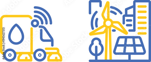 Smart water management and renewable energy integration illustration