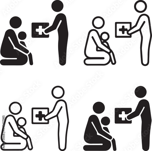 Isolated Refugee Humanitarian Relief Icon Design, Refugee Humanitarian Relief icon, Refugee Humanitarian Relief vector, global aid awareness concept, refugee support campaign