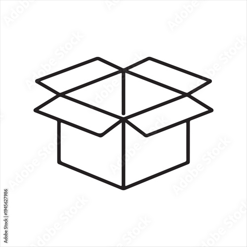 Open Cardboard Box Icon for Packaging, Delivery, and Unboxing Concept On White Background