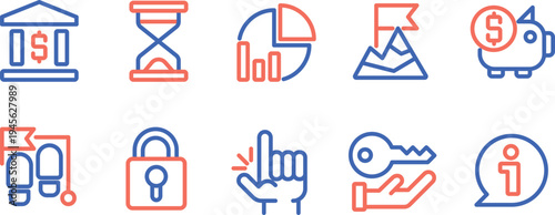 Diverse icons representing financial concepts and digital security elements