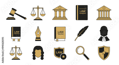Law and Justice Icons Set for Legal Professionals.
