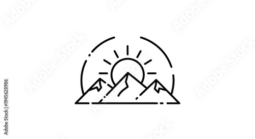 Mountain sunrise icon concept