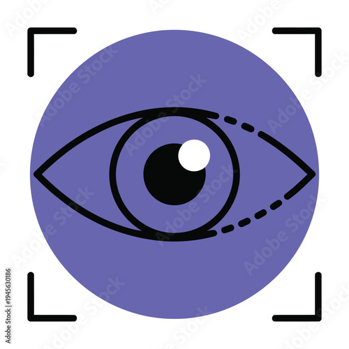 Biometric eye scan icon vector for retina recognition security and digital identification.
