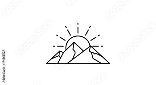 Mountain sunrise minimalist icon design