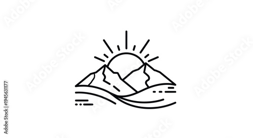 Mountain sunrise minimalist illustration