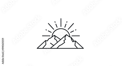 Mountain sunrise minimalist illustration