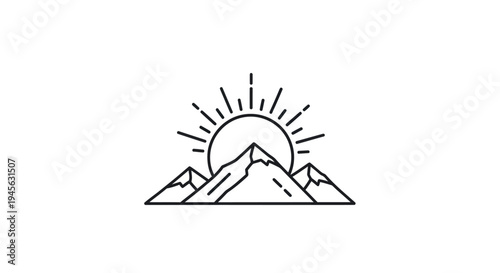Mountain sunrise minimalist illustration