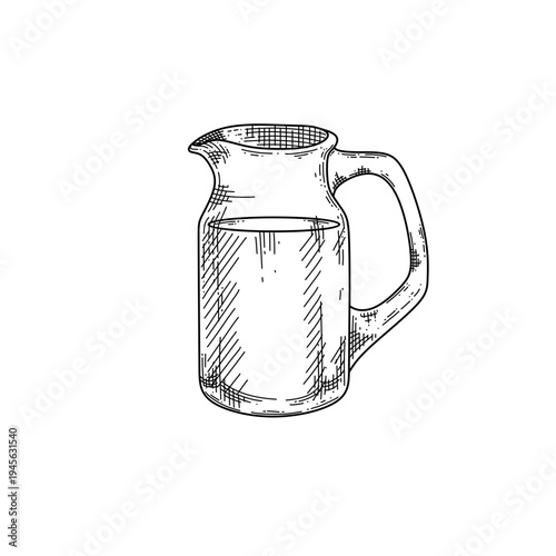 hand drawn milk pitcher jar line art vector illustration