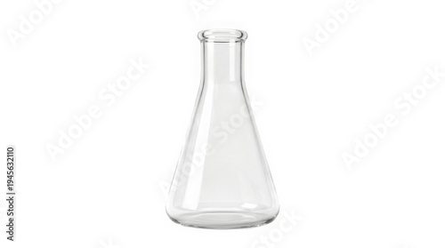 Clear Glass Erlenmeyer Flask Science Tool 3D Render Cutout