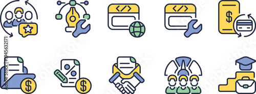 Illustrations of various professional and educational service icons
