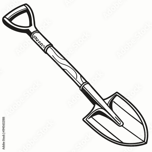 A shovel with a long handle and a flat scoop