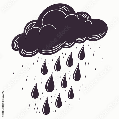 A dark rain cloud with raindrops falling from it