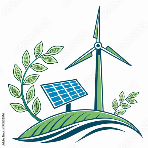Renewable energy sources with wind turbine and solar panel