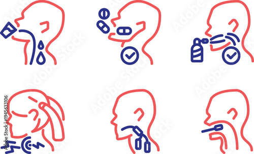 Illustrations of various methods for administering ear and nasal medications