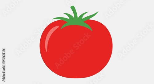 Red Tomato with Green Leaves Illustration.