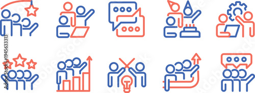 Creative icons depicting various human activities and professions in a stylized format