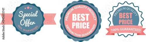 Decorative badges for special offers and best price promotions