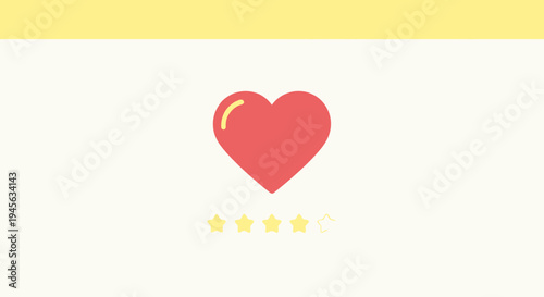 Red Heart Icon with Stars - Love, Rating, Feedback, Valentine's Day Concept