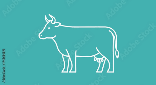 Simple Line Drawing of a Cow.