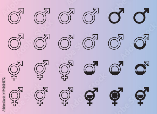 Collection of diverse gender and sexuality symbols in flat design