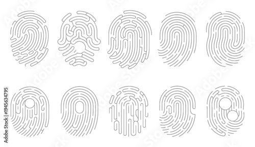 Collection of diverse fingerprint in a minimalist line style