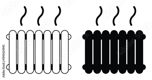 Of a white and black radiator emitting heat