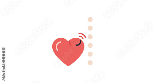 Red Heart Icon with Pulse Waves, Minimalist Valentine's Day Graphic