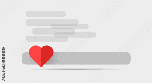 Red Heart Icon with Social Media Like Bar and Message Bubbles