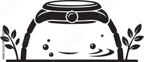 Classic Analog Wristwatch Timepiece Gear Silhouettes