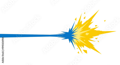 Dynamic illustration of a blue energy beam colliding with a vibrant yellow explosion, symbolizing powerful impact, conflict, or a burst of force.
