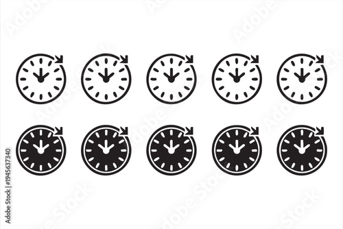 Modern clock line icons for workflow organization and office productivity tools