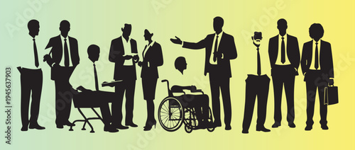 Diverse businesspeople and professionals in silhouette for workplace inclusion