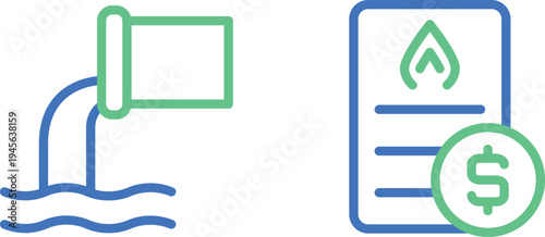 Utility billing and water meter reading process illustration
