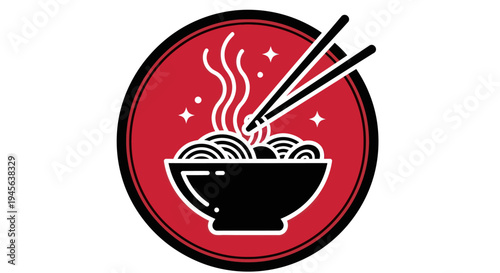 Noodle bowl icon with chopsticks