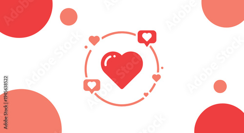 Red Heart Icon with Like Notifications, Love Symbol, Social Media Engagement