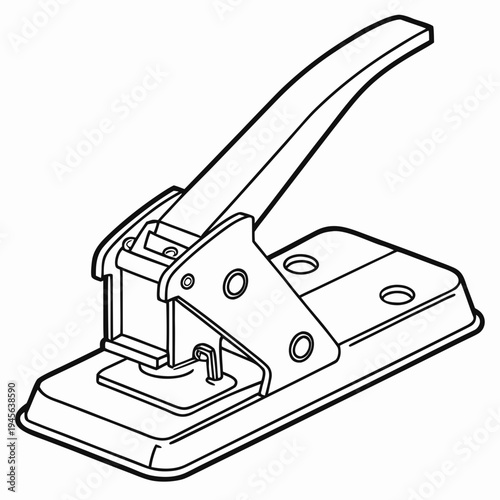 Metal hole punch from different angle on white background office supplies stationery desk accessories