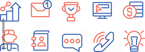 Collection of diverse icons representing business and productivity concepts