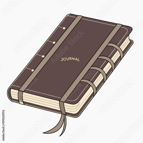 Brown leather journal with straps book