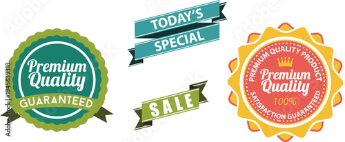 Premium quality and special sale badges for promotional use