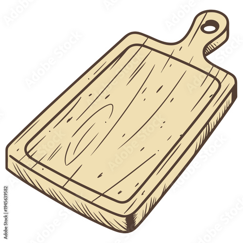 Wooden cutting board with handle kitchen utensil cooking food preparation